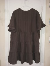 Torrid Textured Woven Short Sleeve Babydoll Dress Size 1 Brown