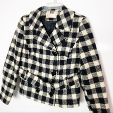 Pendleton Vintage Buffalo Check Plaid Wool Double Breasted Jacket Coat Size 10