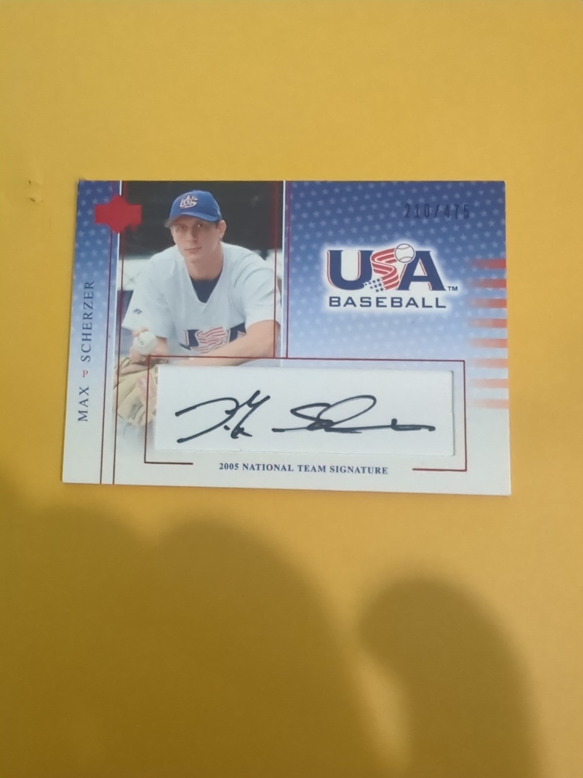 2005 UPPER DECK USA MAX SCHERZER ROOKIE AUTO 210/475 NEAR MINT EARLY AUTO 