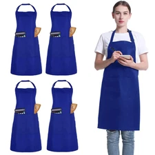 4 Pack Chef Apron Adjustable Unisex Aprons with 2 Pockets Kitchen Restaurant