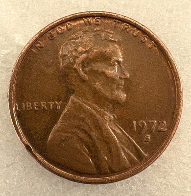 1972-S Lincoln Cent Rail-RIM, Off-center, Multiple Errors to Observe