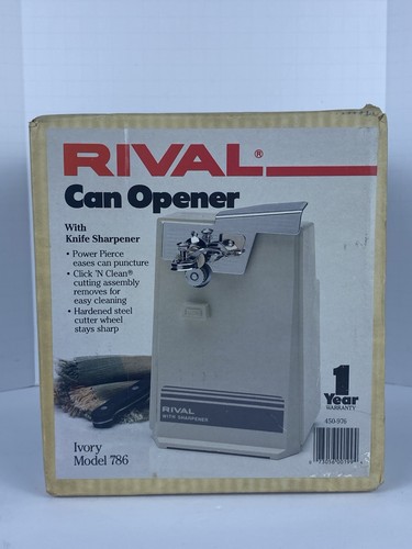 VTG Rival Electric Can Opener Ivory Model 786 NIB & SEALED w/ KNIFE SHARPENER