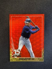 2025 Leaf 15th Anniversary Ken Griffey Super Prismatic Red Gold Vinyl #d 1/1