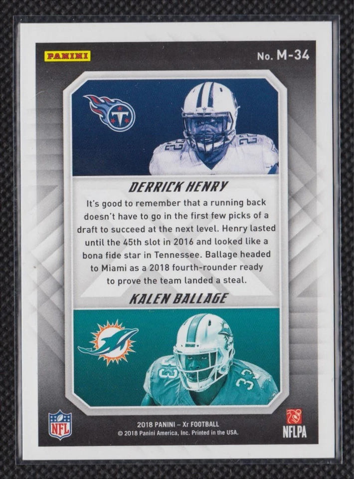 2018 Panini XR Mirrored Red Derrick Henry  /Kalen Ballage 34/35 #M-34 - Image 2 of 2