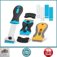 Razor Blade Scraper Set,3 Pack with 50 Plastic &30 Metal Blades for Window Paint