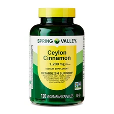 Spring Valley Ceylon Cinnamon Metabolism Support Capsules 1,200 mg 120 Count