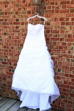 David's Bridal Strapless Wedding Dress Size 12 and Veil
