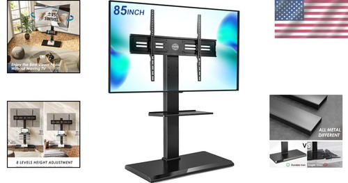 Elevate Your Entertainment: Adjustable Black Corner TV Stand with Swivel & Sh... - Picture 2 of 9