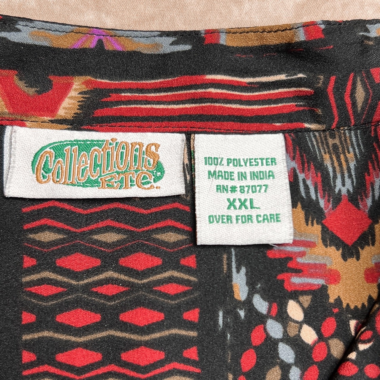 Collections Etc. Vintage Southwestern Print Tunic Blouse Multicolor Geometric 