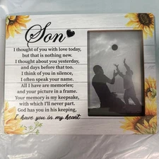 Son Picture Frame Heartfelt Message Wood Hanging Frame NEW