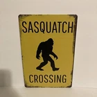 Sasquatch Crossing Tin Sign Bigfoot Warning Vintage Style Metal Wall Decor