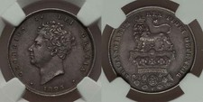 England 1825 Silver Coin One Shilling King George IV Bare Bust Crowned Lion AU58