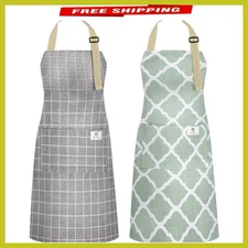 2-Pack Waterproof Kitchen Aprons – Adjustable Bibs for All Cooking Occasions