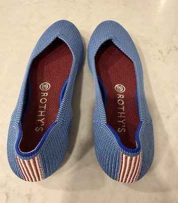 Rothy s Blue Knit Slip-On Ballet Flats Round Toe Women s US 8.5