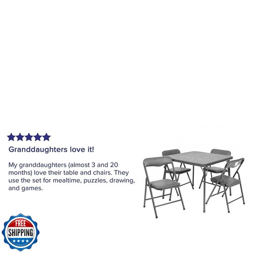 Flash Furniture Mindy Kids 5-Piece Folding Square Table and Chairs Set for Da - Picture 3 of 5
