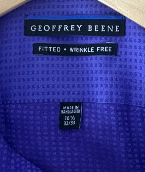 Camisa de vestir Geoffrey Beene para hombre 16 1/2 32/33 ajustada, morada Foto 4 de 4