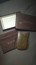 Porta telefono vintage Gucci in coccodrillo con scatola e sacchetto antipolvere