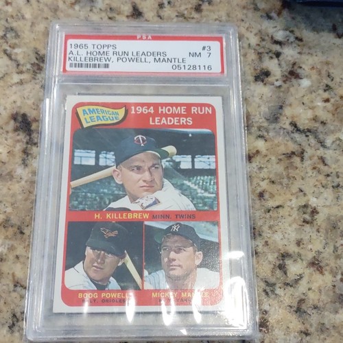 Topps 1965 League Leaders A.L. Home Run Leaders #3 Mantle PSA 7