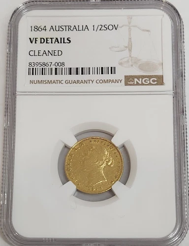 1864 VF Details Australia 1/2 Sovereign Gold NGC