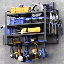 4 Layer Power Tool Organizer Wall Mounted Power Tool Rack Drill Storage Racks