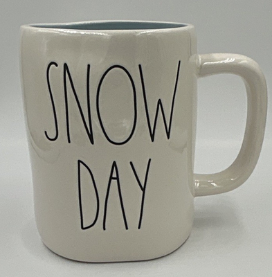 #ad #ad Rae Dunn SNOW DAY 16 oz Ceramic Coffee Mug White Blue Interior Snowflake $17.99