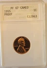 1955 PF 67 RD CAMEO ANACS Graded Lincoln Cent
