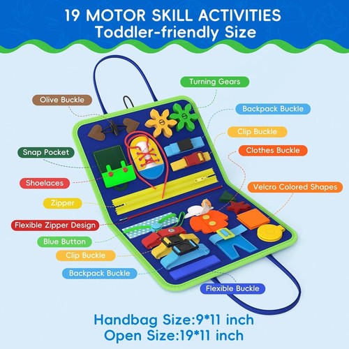 Montessori Tablero Ocupado Juguetes, Tablero Sensorial para Niños Pequeños 1-3, Viaje - Imagen 17 de 61