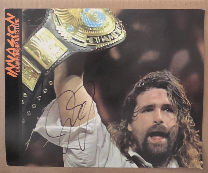 Signed Mick Foley Mankind 8x10 Photo Autographed Photo With Champion Belt