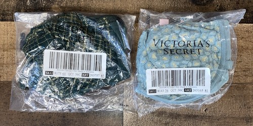 2 Stück Victoria Secret ungefütterter Halb BH grün/gold Größe 36 C neu in Tasche