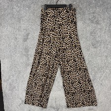 Zara Wide Leg Palazzo Pants M 26x30 Leopard Print Mob Wife Y2K Slinky Flowy
