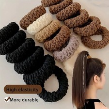 6 Pcs High Elasticity Hair Scrunchies Seamless Thick Knit Ponytail Holders UK
