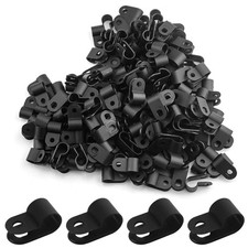 200PCS 3/8" Nylon Cable Clips Assortment R-Type Cable Clip Kit Black Plastic ...