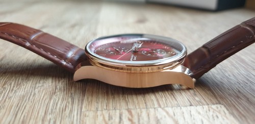 CLAS 41mm Dual Time dress watch Red- Engraved Personalised! Groomsman Xmas - Picture 6 of 20