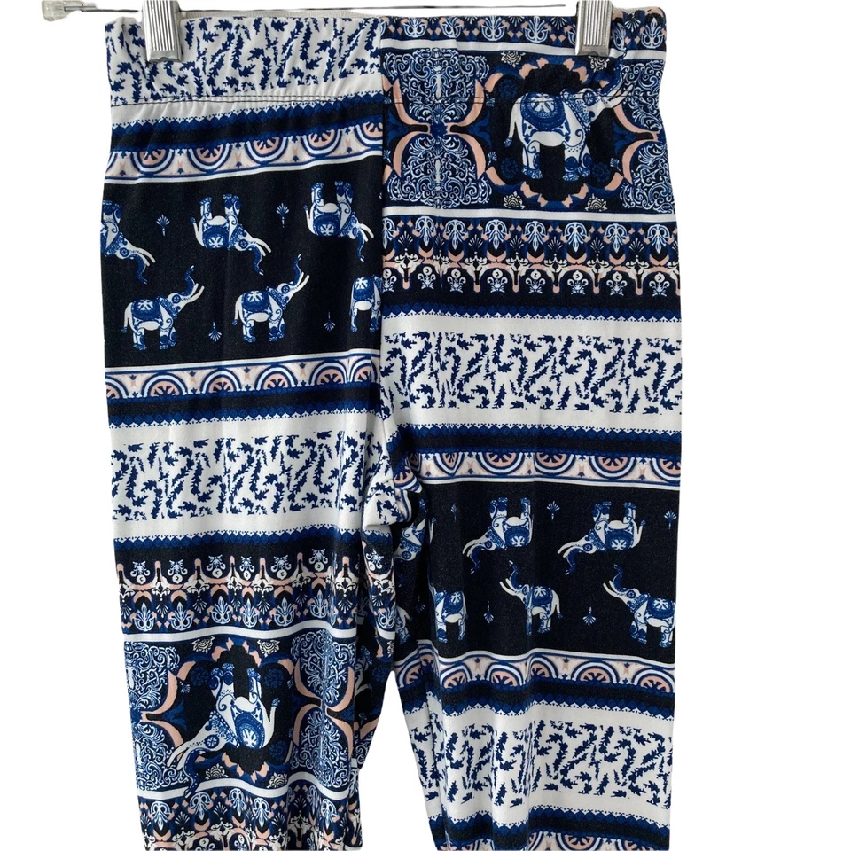 YTK Rue 21 Leggings Mujer Pequeño Mediano Estampado Elefante Azul Blanco Foto 4 de 4