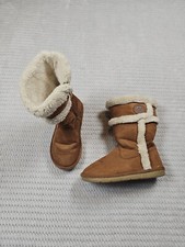 Michael Kors Boots Girls Size 12 Brown Fur Lined Pull On Faux Suede