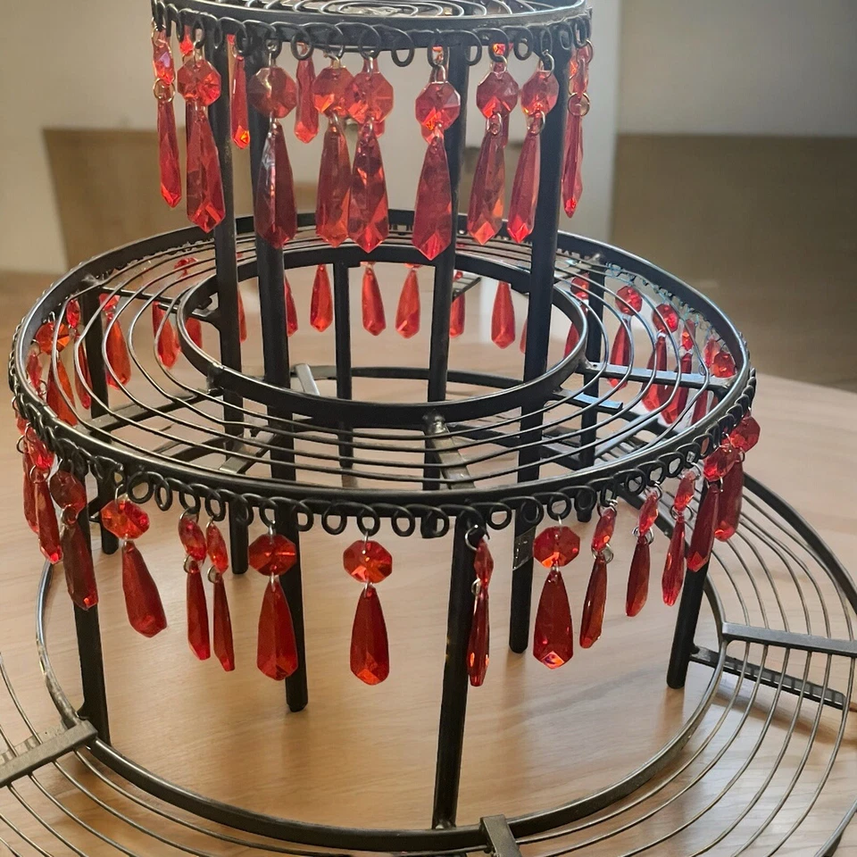 3 niveles de metal negro 30 tiro rojo, exhibición de vidrio de cóctel entretenimiento fiesta Foto 4 de 4