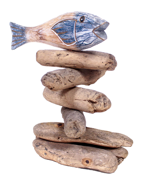 Fisch Auf Wurzelholz Ca. 30X5X32 Cm 2455 Deko Unikat FüR Drinnen & DraußEn-image