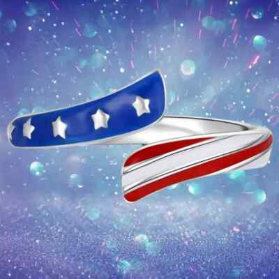 Patriotic USA Flag Star Ring Alloy, Fashionable Independence Day & 4th of July