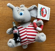 Play by Play Brand 1993 Coca Cola Plush Elephant Lifeguard Holds 3" Coke W Tag
