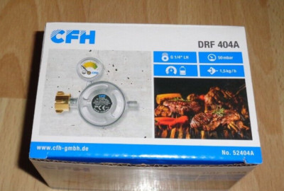 CFH  DRF 404A Gasdruckregler Füllstandsanzeige Druckregler Manometer 50 mbar,NEU