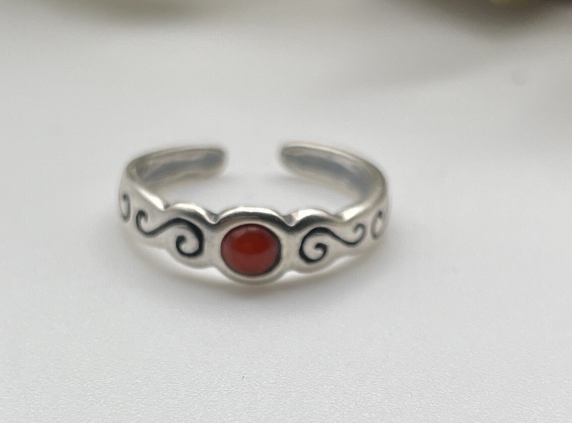 SILPADA Sterling Silver Red Coral Toe Ring Retired 01381 | eBay display picture 1