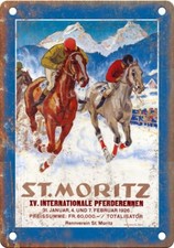 St. Moritz Vintage Travel Poster 12" x 9" Reproduction Metal Sign T232