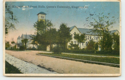 Postcard - Kingston and Grant Halls, Queens University, Kingston, Ontario