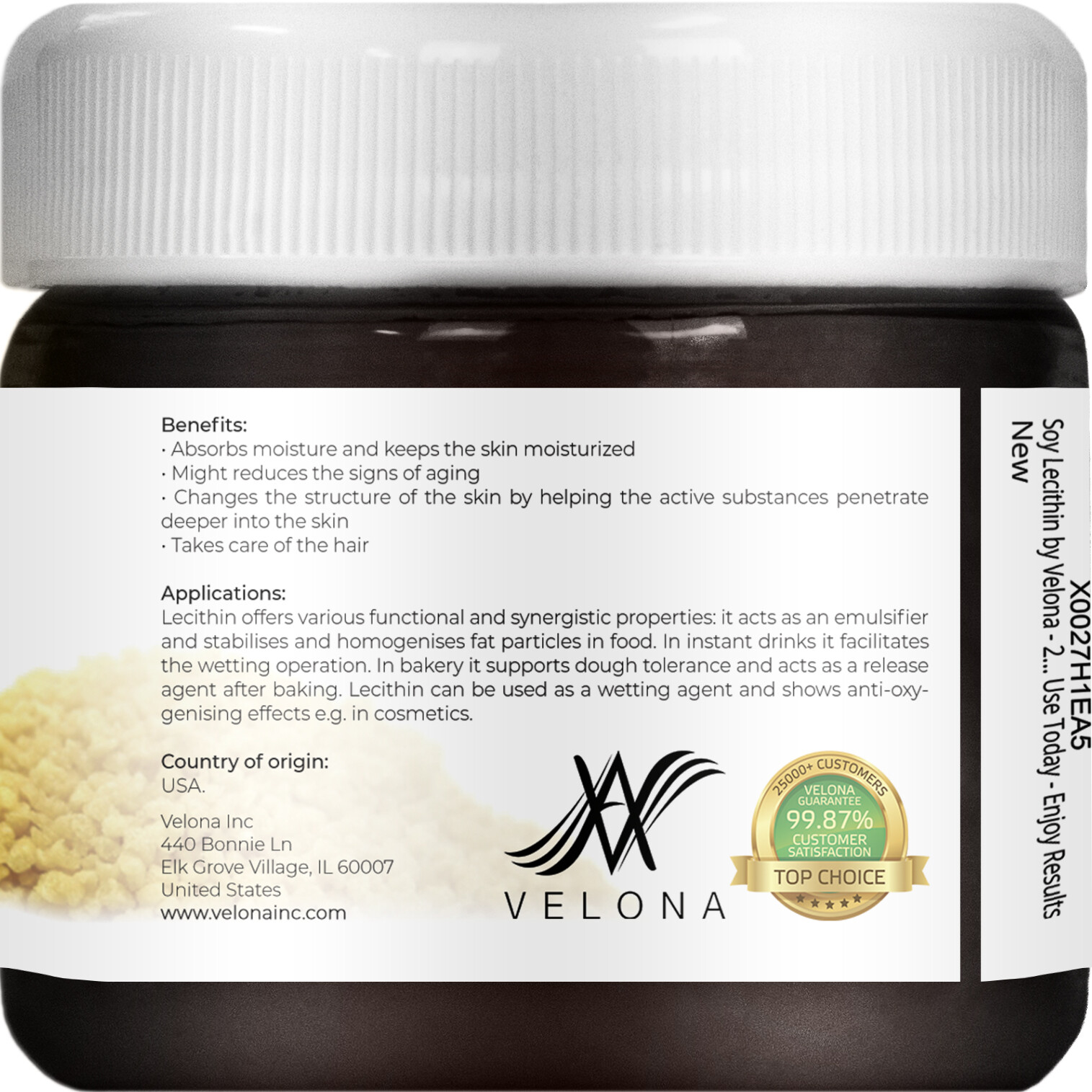 Soy Lecithin by Velona 2 oz Unrefined, Cold Pressed, Hair Body Skin