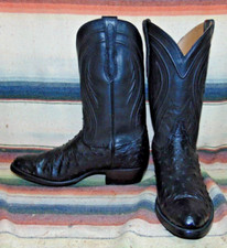 Mens Rujo The Deacon Black Full Quill Ostrich / Leather Cowboy Boots 10 EE NEW