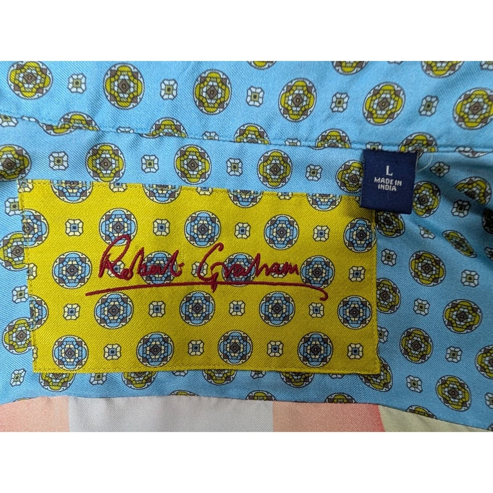 Robert Graham Mens Silk Button Up Long Sleeve Top Size L Abstract Retro Party - Image 2 of 4