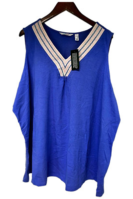 Denim & Co. Women's Favorite Jersey Embroidered VNeck Top Summer Lilac