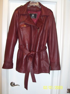 Veste Trench En Cuir Sang De Bœuf Whet Blu Traci – Taille 5X, Doublure Amovible, Neuf Avec Petits Défauts
