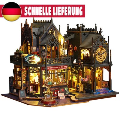 Miniature House Kit LED DIY Miniature Dollhouse Kits with Lights Birthday Gifts