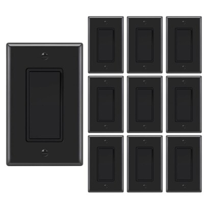 #ad 10 Pack Decora Light Switch Black Single Pole Paddle Rocker15A 120V 277V $26.24